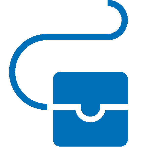 A blue icon representing dental floss