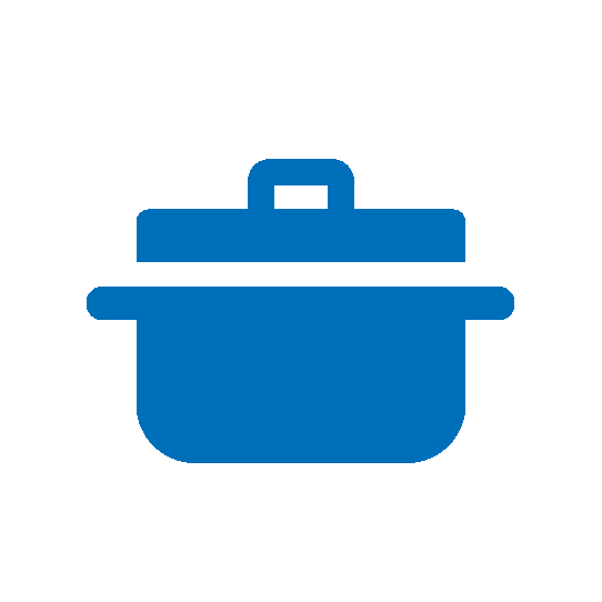 Blue icon representing a cooking pot